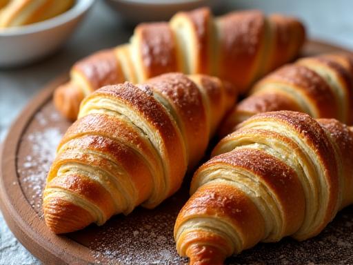 A selection of flaky artisanal croissants.